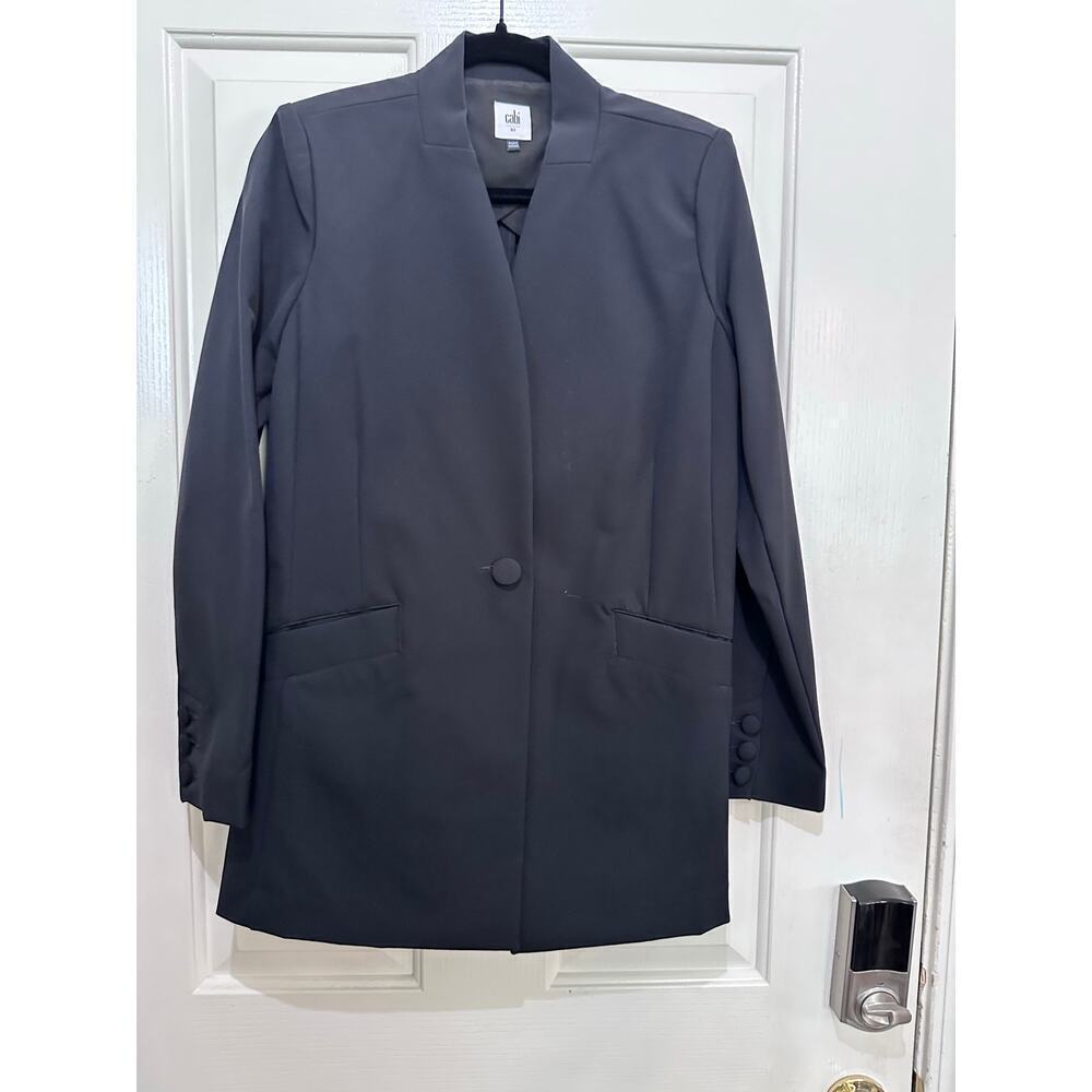 Cabi #4119 Black Career One Button Ponte Knit Dinner Blazer Jacket Size 10 - Picture 1 of 6